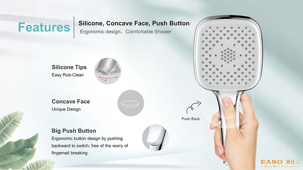 3F Storm Spray Pancuran muncung silikon muka arka dalaman butang tekan semburan sutera semburan rangsangan semburan pancuran mandian tangan berkualiti tinggi
