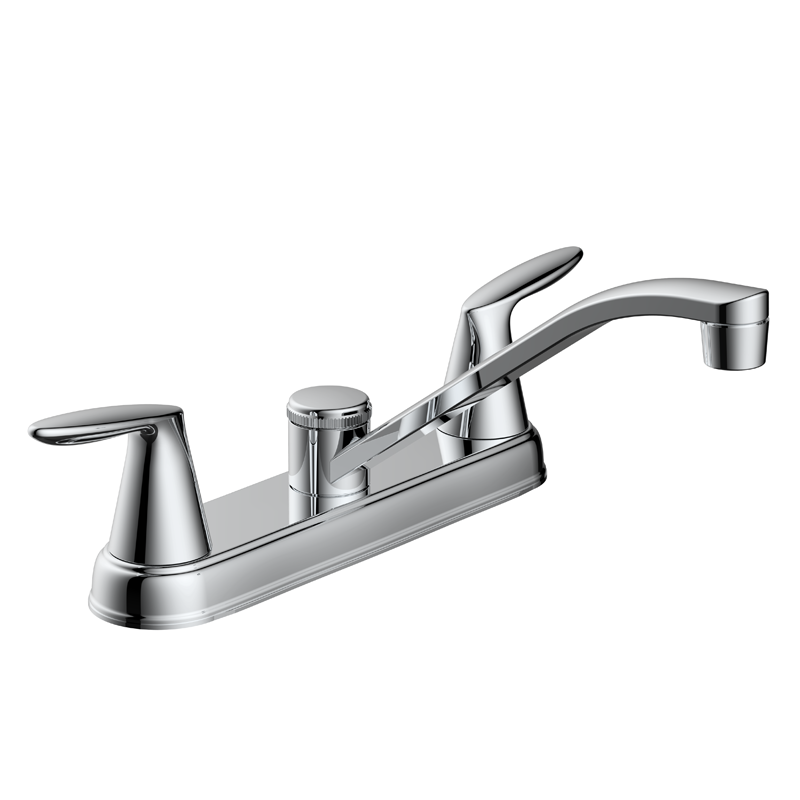 Twin Handle 8in High Arc မီးဖိုချောင် Chrome Sink Faucet