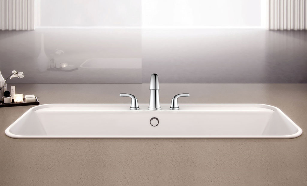 11133031 Deonna Roman Tub Faucet Dos manijas de nivel 8 ″ llave de baño extendida Instalación de 3 orificios-4