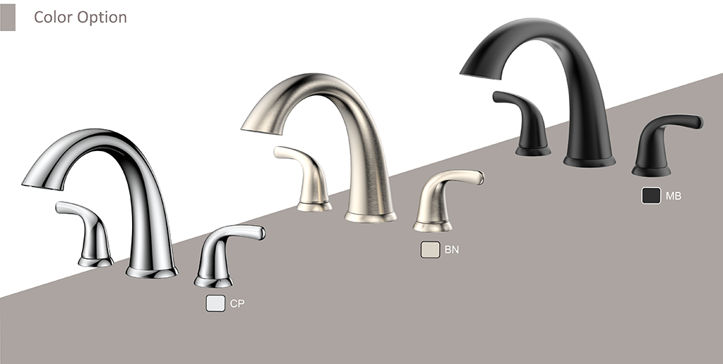 11133031 Deonna Roman Tub Faucet ចំណុចទាញពីរកម្រិត 8" បន្ទប់ទឹកធំទូលាយ faucet 3-hole ការដំឡើង