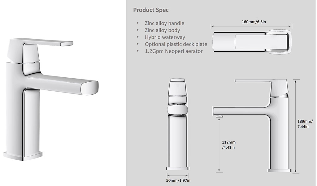 11311172 Jeston Collection Faucet Rubinetto di bagnu unicu manicu adattu à 1 o 3 fori Installazione