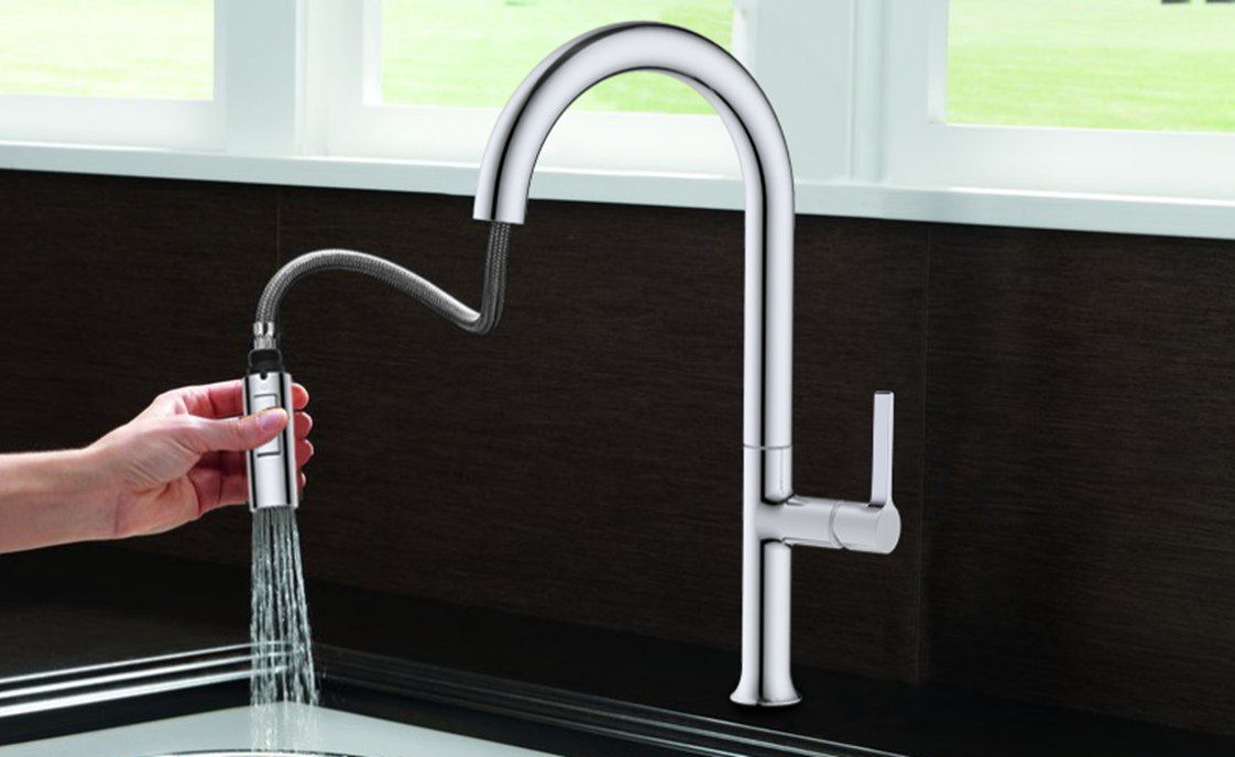 New style pull-out kitchen faucet One-handle faucet Brass waterway