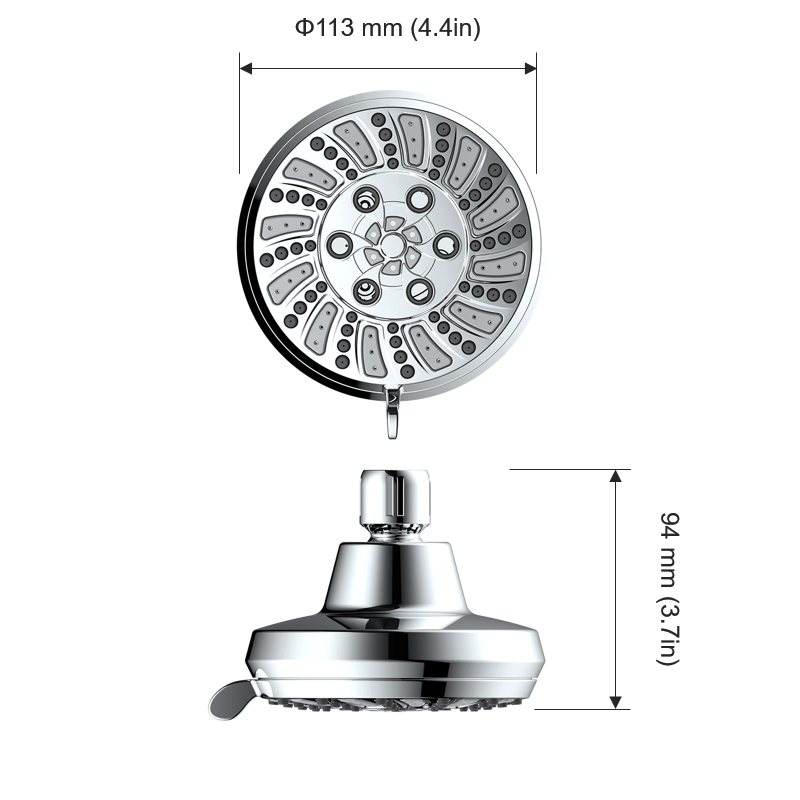 4.40 inch High pressure showerhead for water saving Stronger force at lower pressure