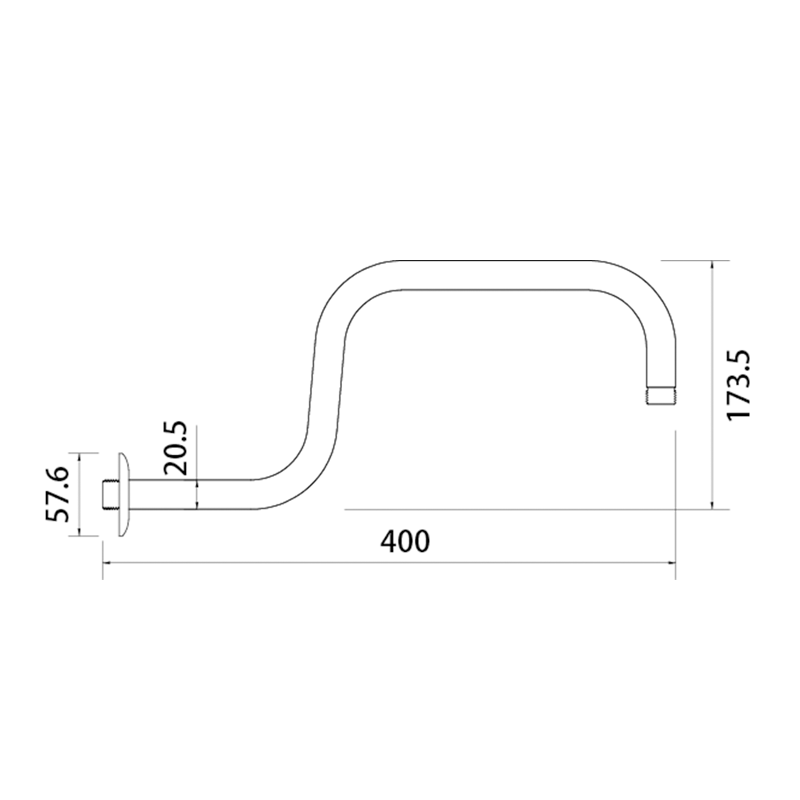 Stainless steel shower arm