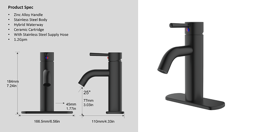 8409 Taymor Collection Robinet Robinet de baie cu un singur mâner se potrivește cu 1 orificiu sau 3 orificii Instalare