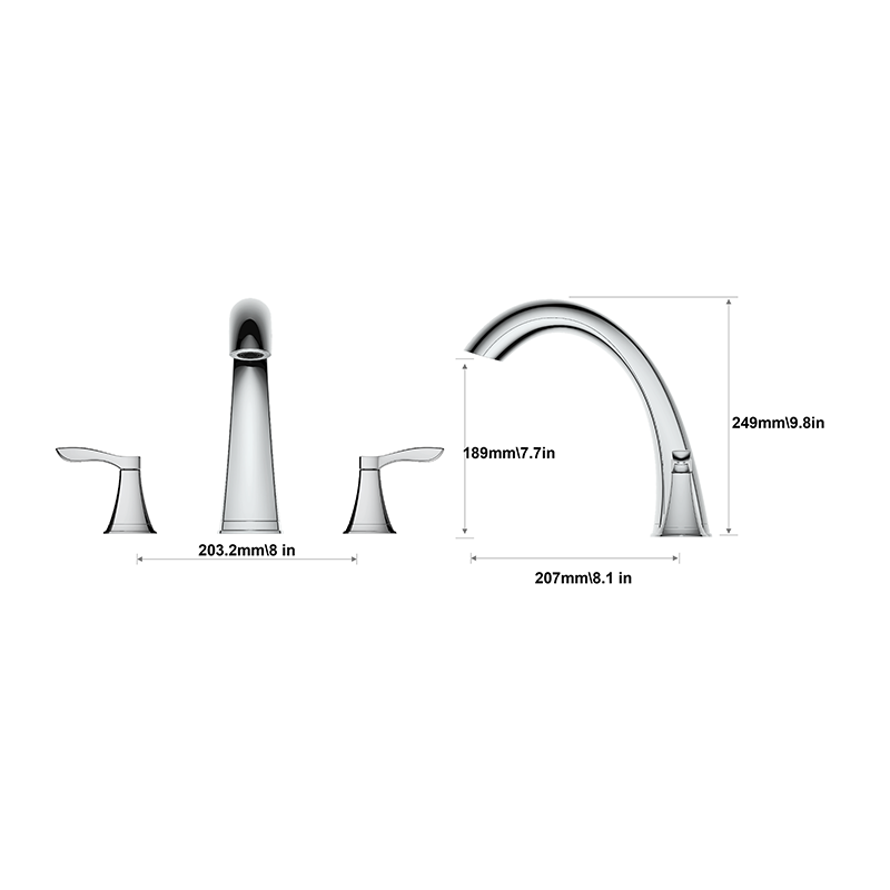 Arden Roman Tub Faucet Manija de dos niveles Grifo de baño extendido de 8″ Instalación de 3 orificios 11133031A