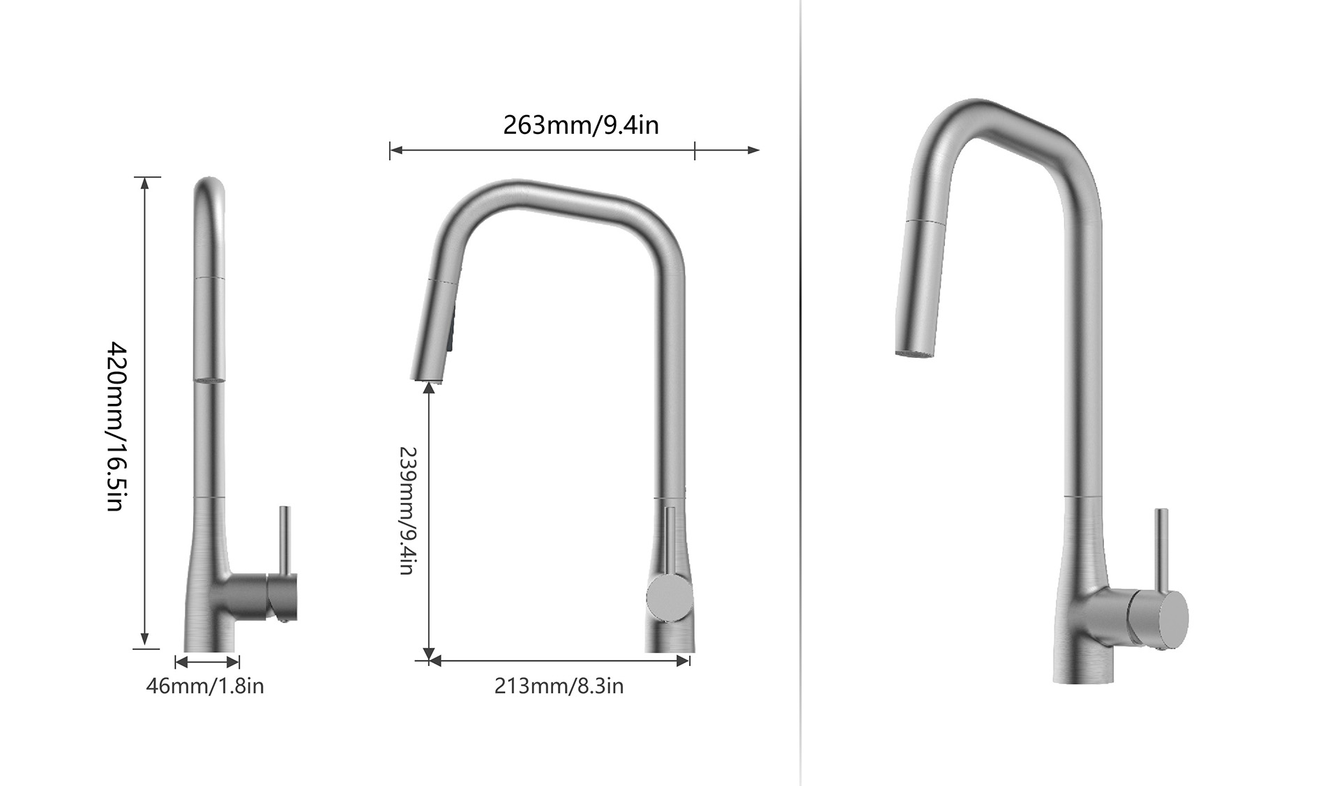 Aria 7-Shaped Pull-down Kitchen Faucet
