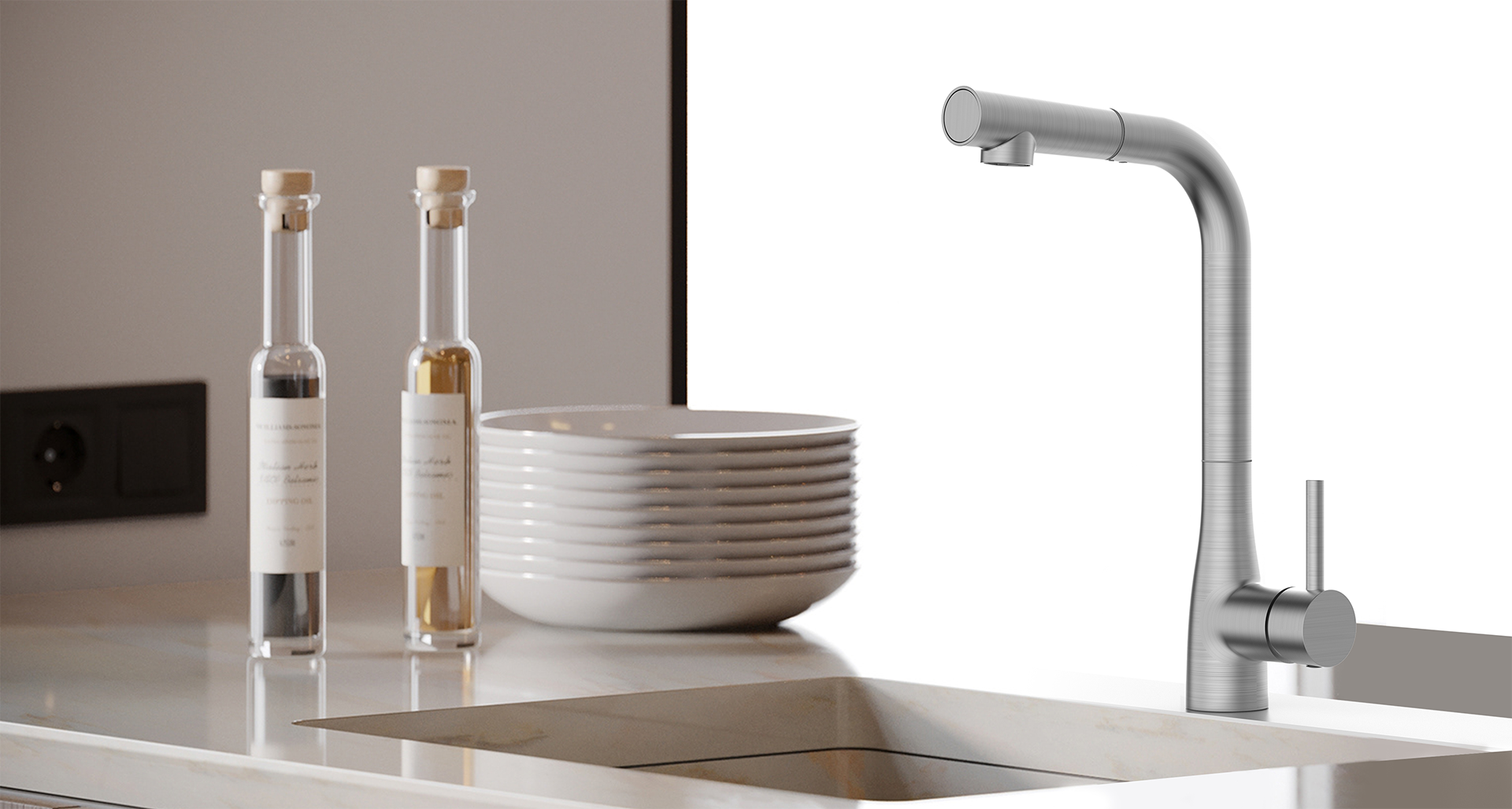 Aria L Shaped Pull-out Kitchen Faucet