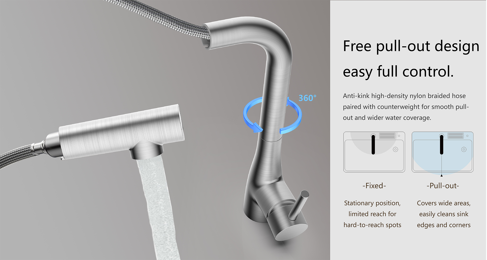 Aria L Shaped Pull-out Kitchen Faucet