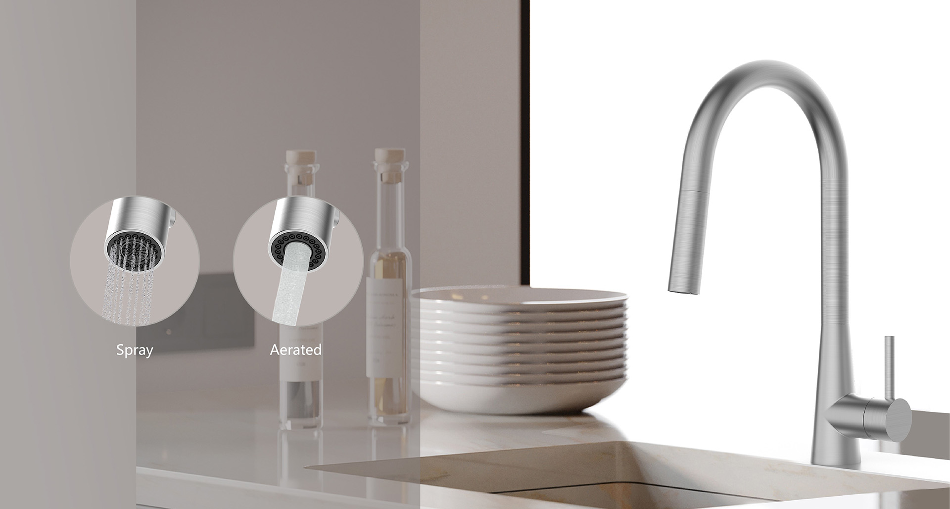 Aria U-Shaped Pull-down Kitchen Faucet