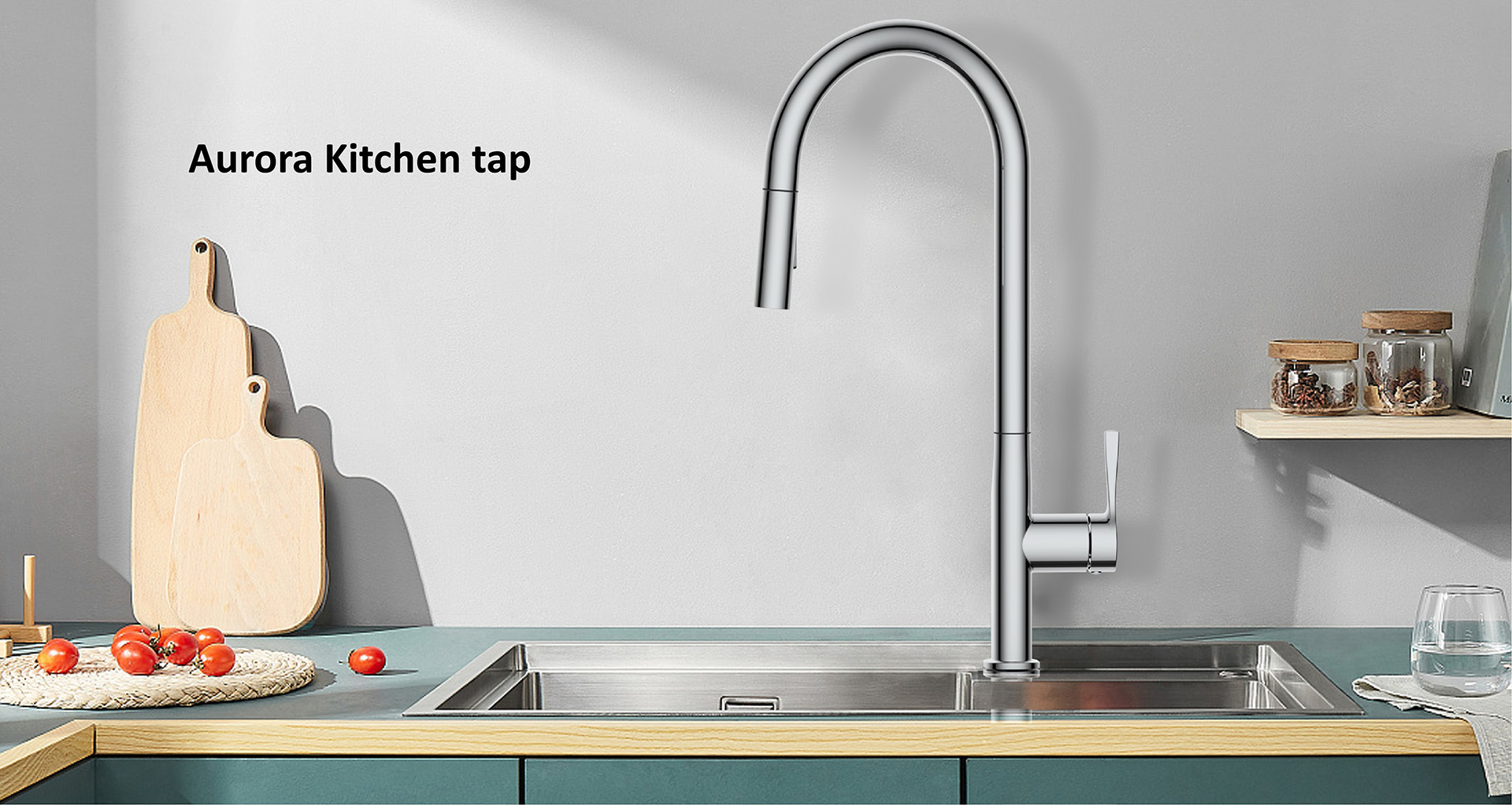 Aurola Hose-less Pull-Out Kitchen Faucet