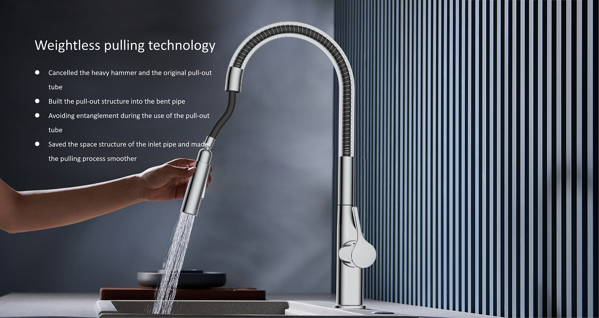 Aurola Hose-less Pull-Out Kitchen Faucet