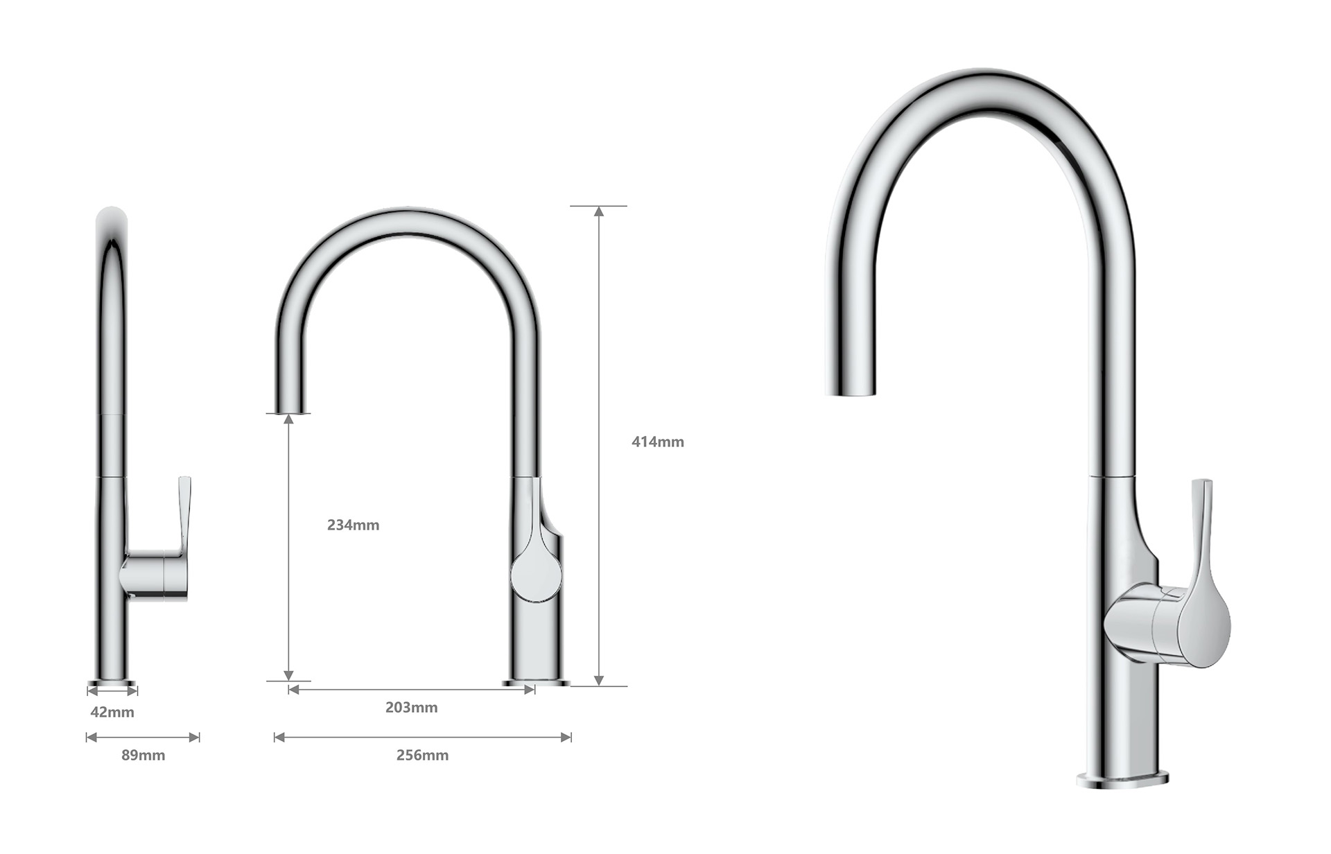 Aurola U-Shaped Fixed Kitchen Faucet