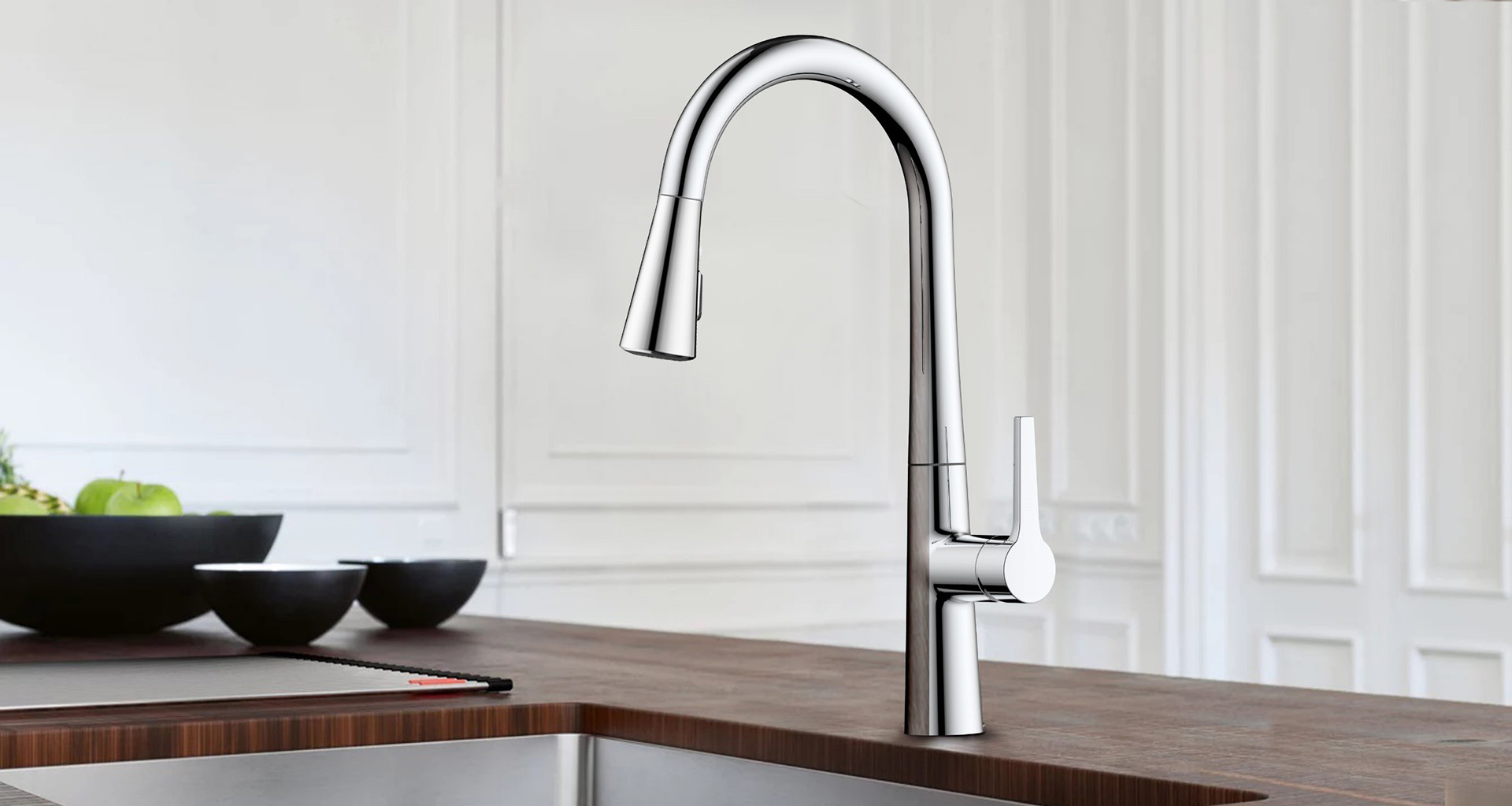 Dino LED Pull-Out Kitchen Faucet,-Deck Mount,-Quick Install