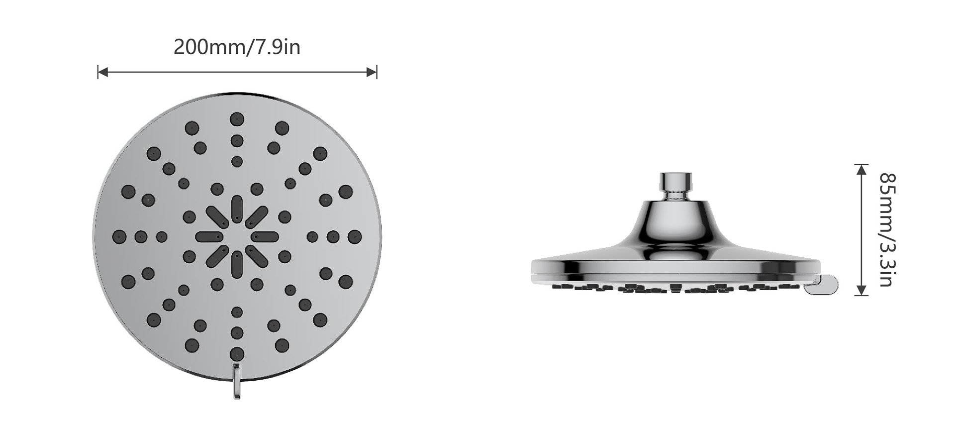Echo Series 3-Setting Raincan Shower Head