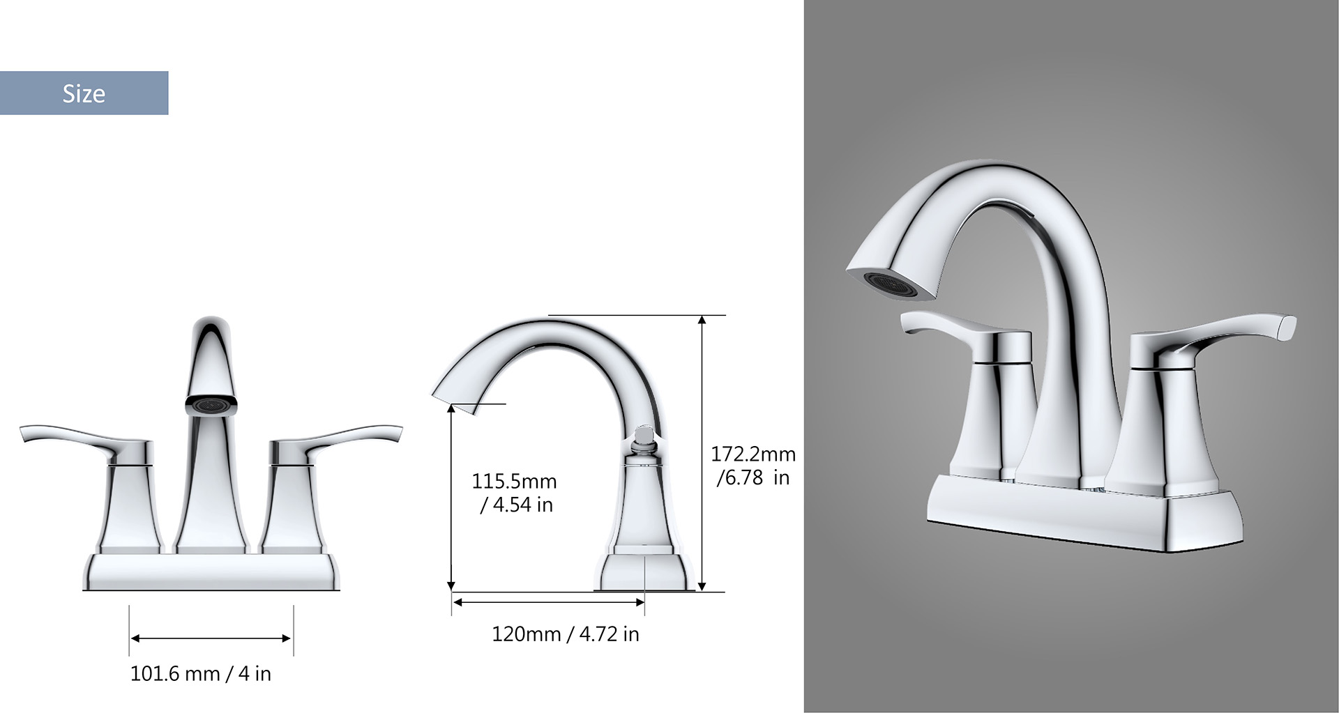  Gifford 4” Centerset Bathroom Faucet