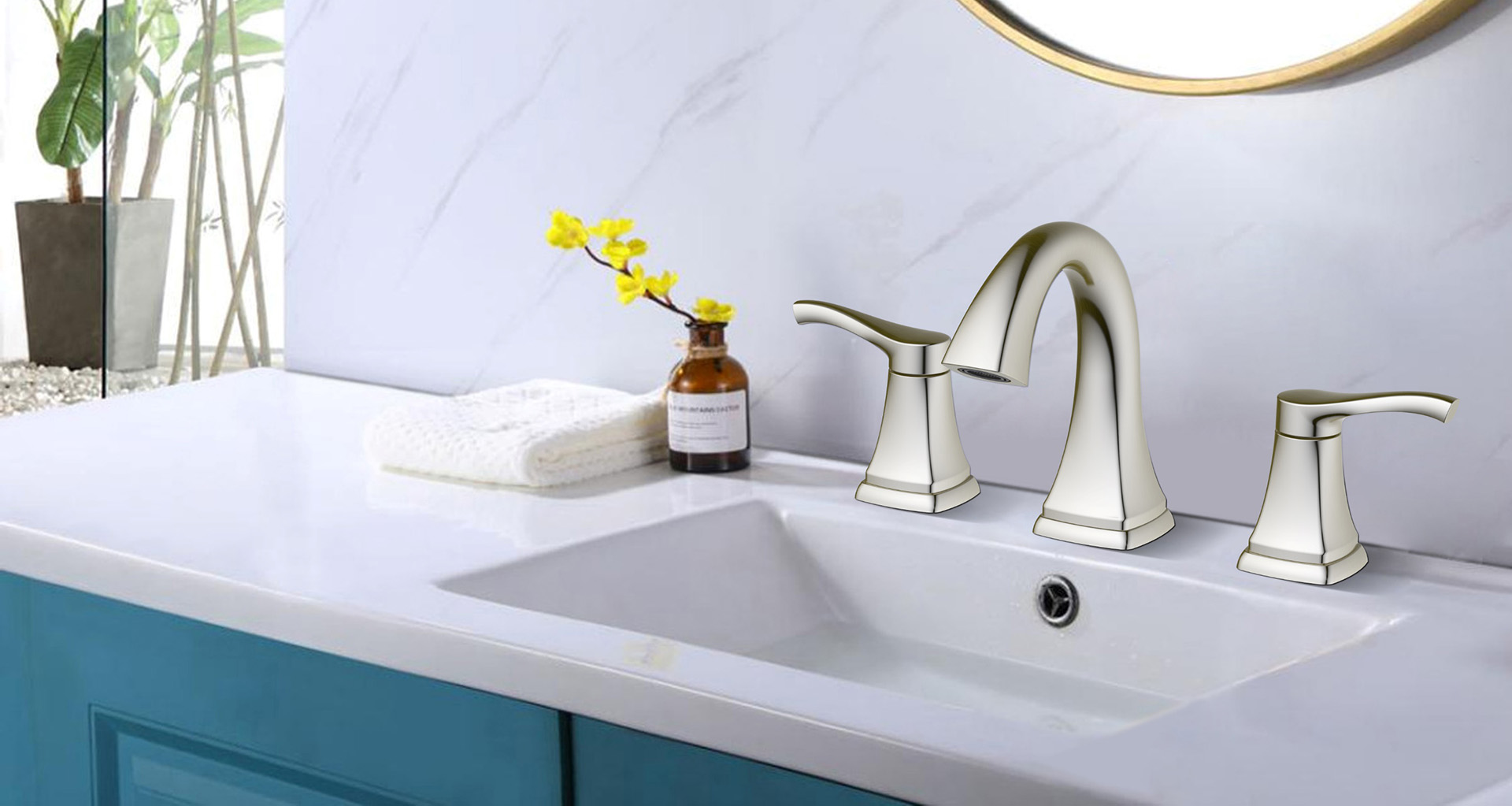  Gifford series Two level handles 8in widespread transitional bathroom faucet 3-hole Installation