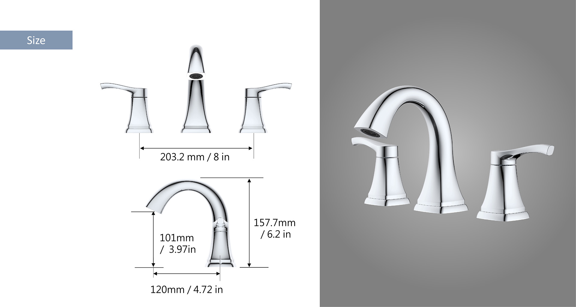  Gifford series Two level handles 8in widespread transitional bathroom faucet 3-hole Installation