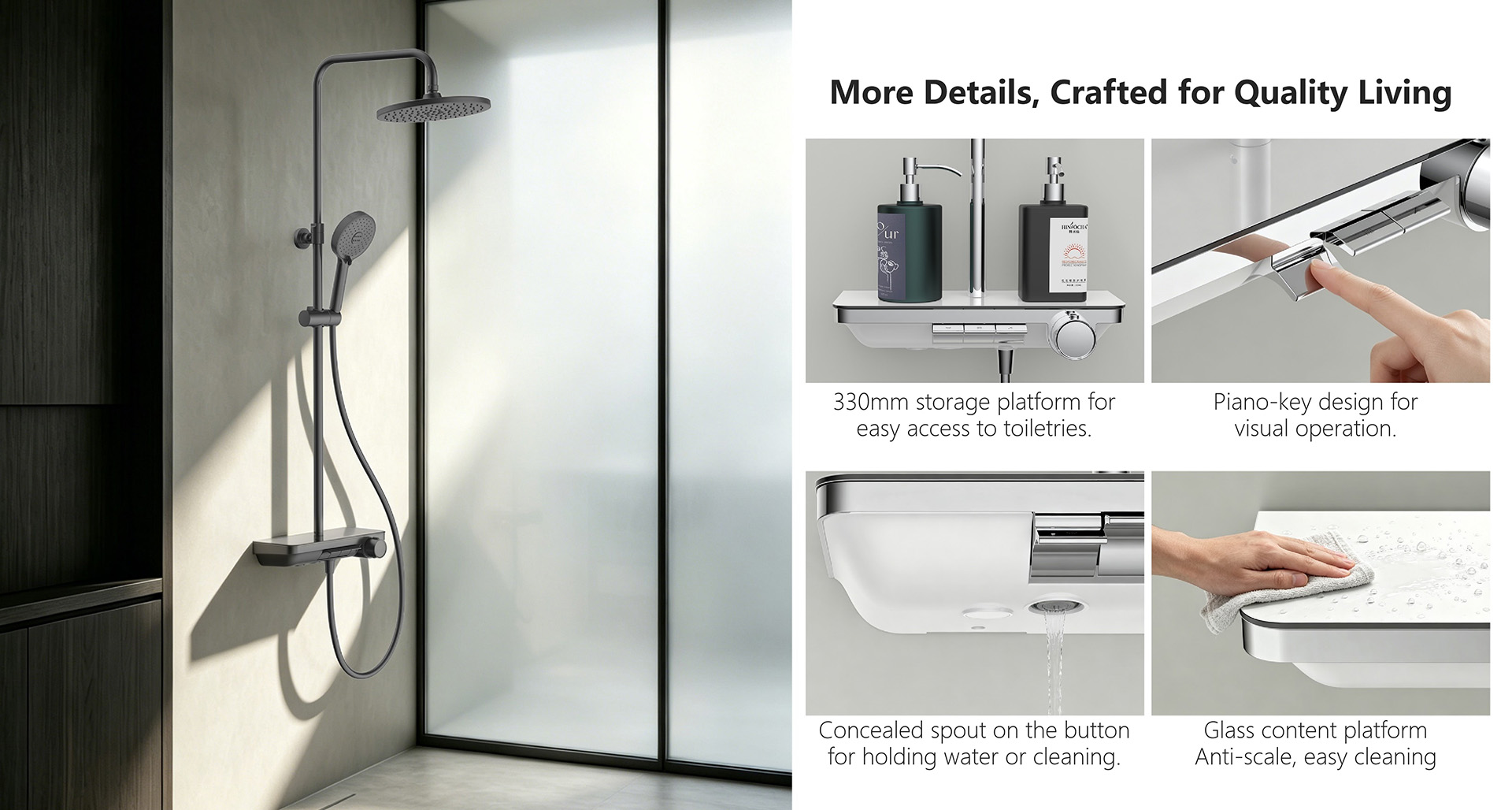 Harmony H1 Thermostatic Shelf Shower System