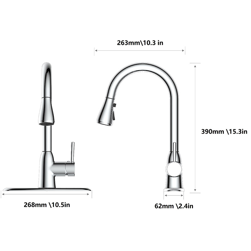 Hera Collection eldhúsblöndunartæki með 3F Pull-Down Spray