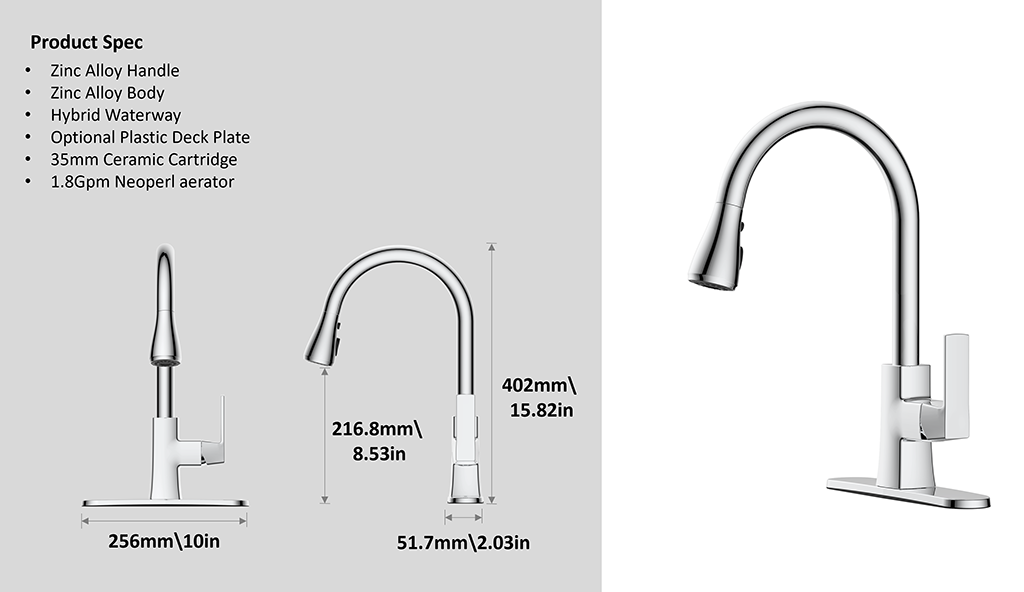 Hybrid waterway Single Handle Dhonza-pasi Kitchen Faucet