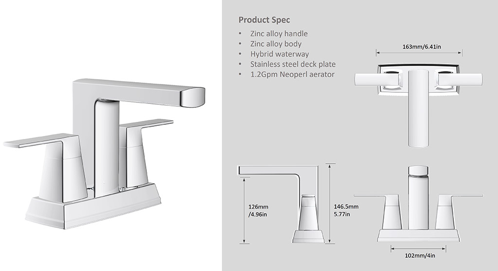 Jeston Collection Watersense သည် Two-handle Centerset Lavatory Faucet တွင် 4 ချက်ကို အသိအမှတ်ပြုထားသည်။