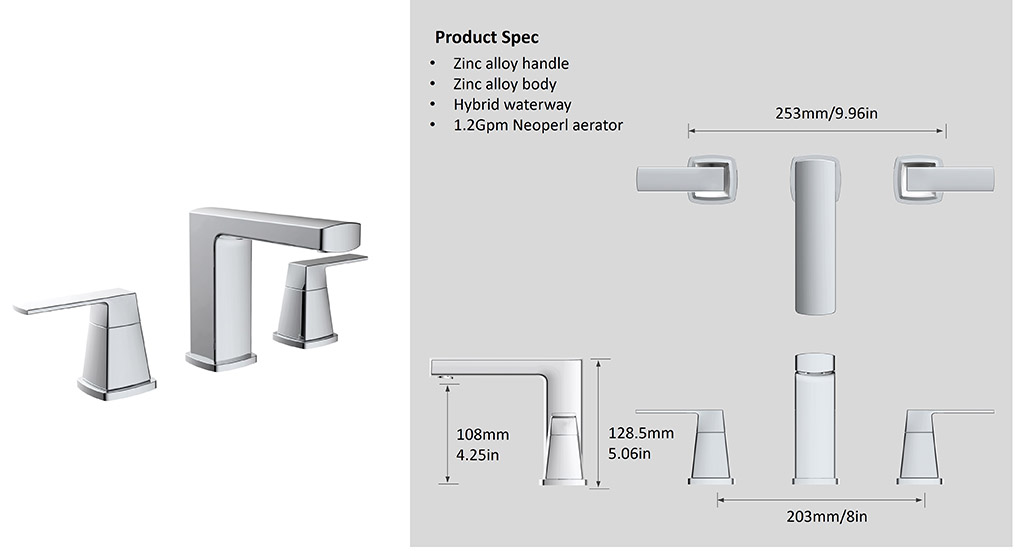 Jeston Collection Watersense certified Faucet 8 in Two-Handle Widespread Lavatory Faucet