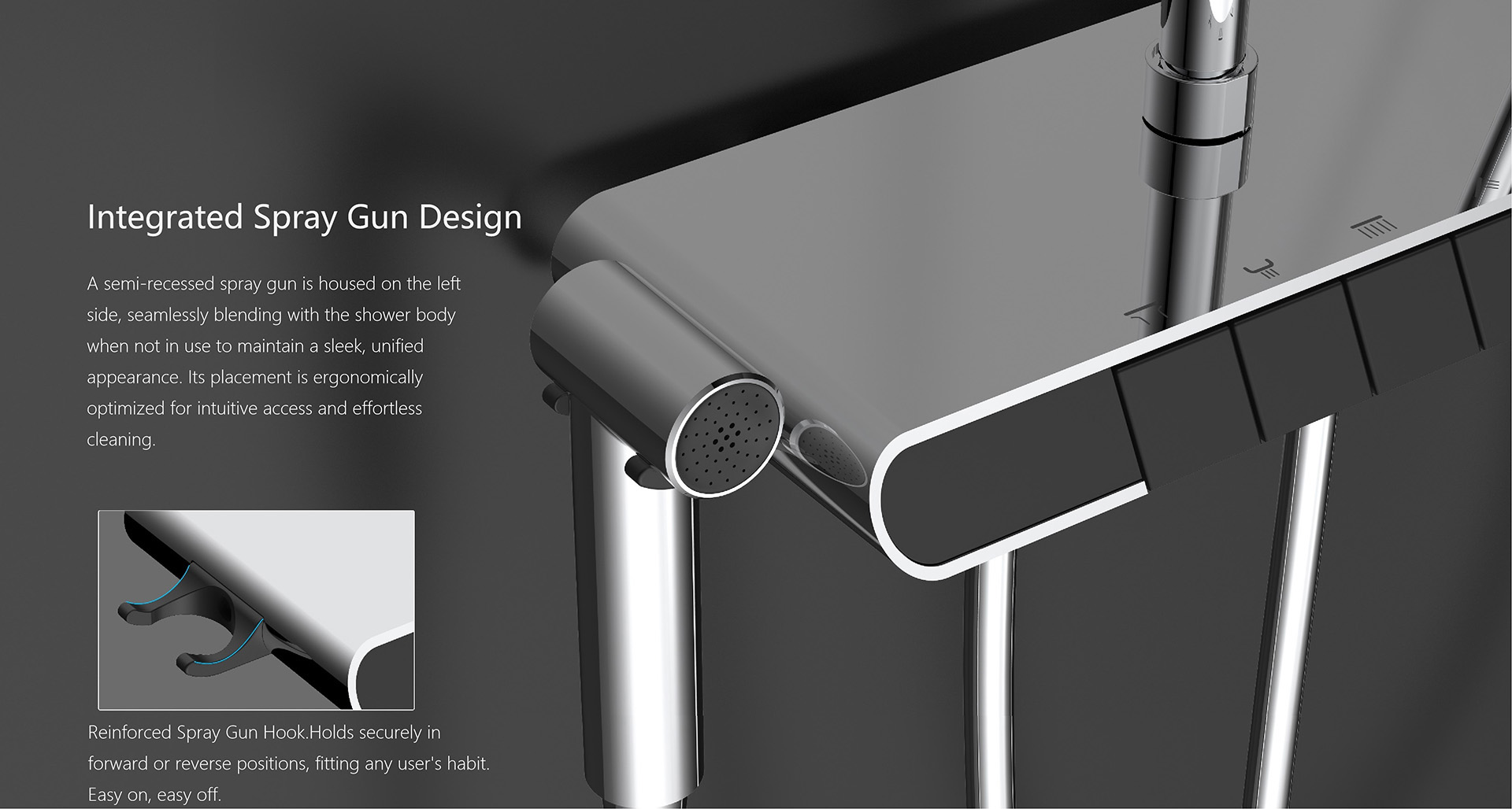 Mechanical Shelf Shower System with Flexible Installation Design<br />