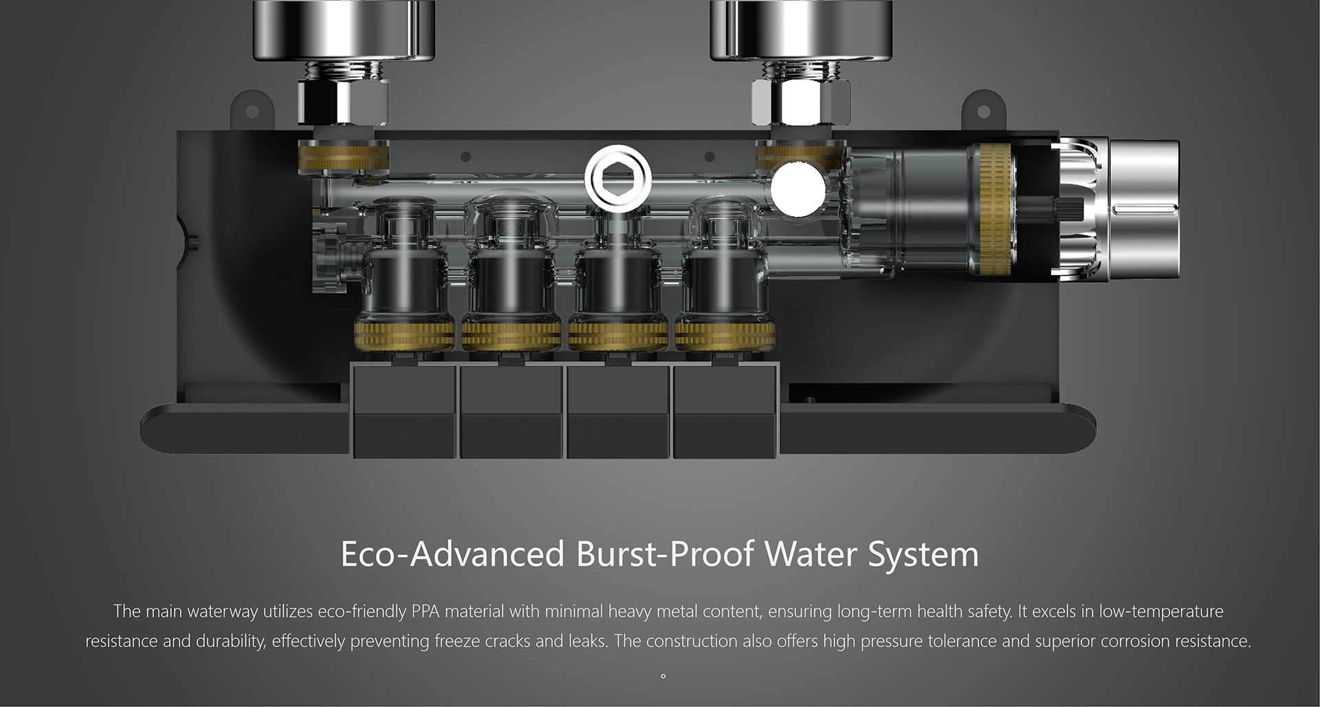 Mechanical Shelf Shower System with Flexible Installation Design<br />