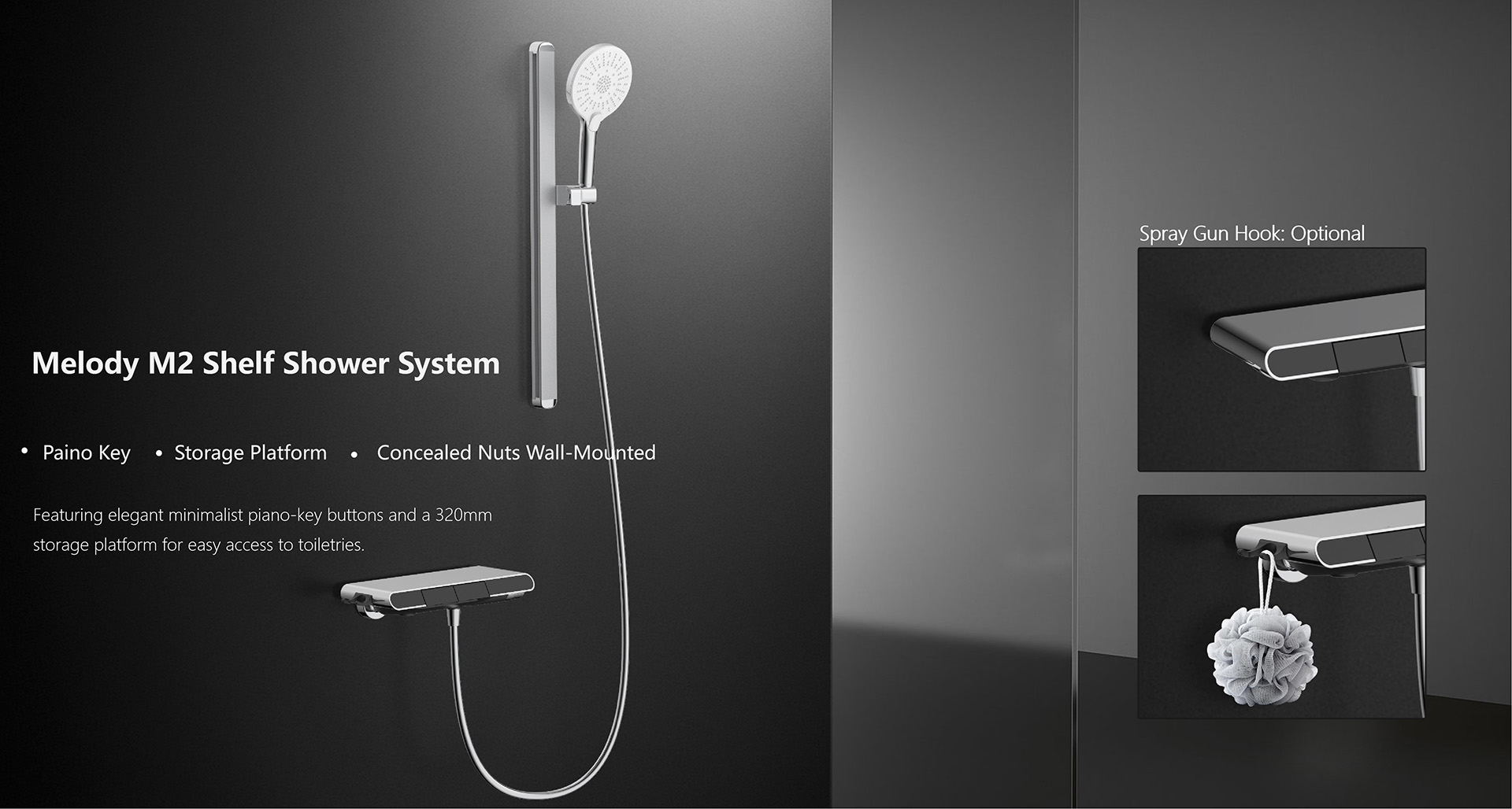 Mechanical Shelf Shower System with Flexible Installation Design<br /><br /><br />
