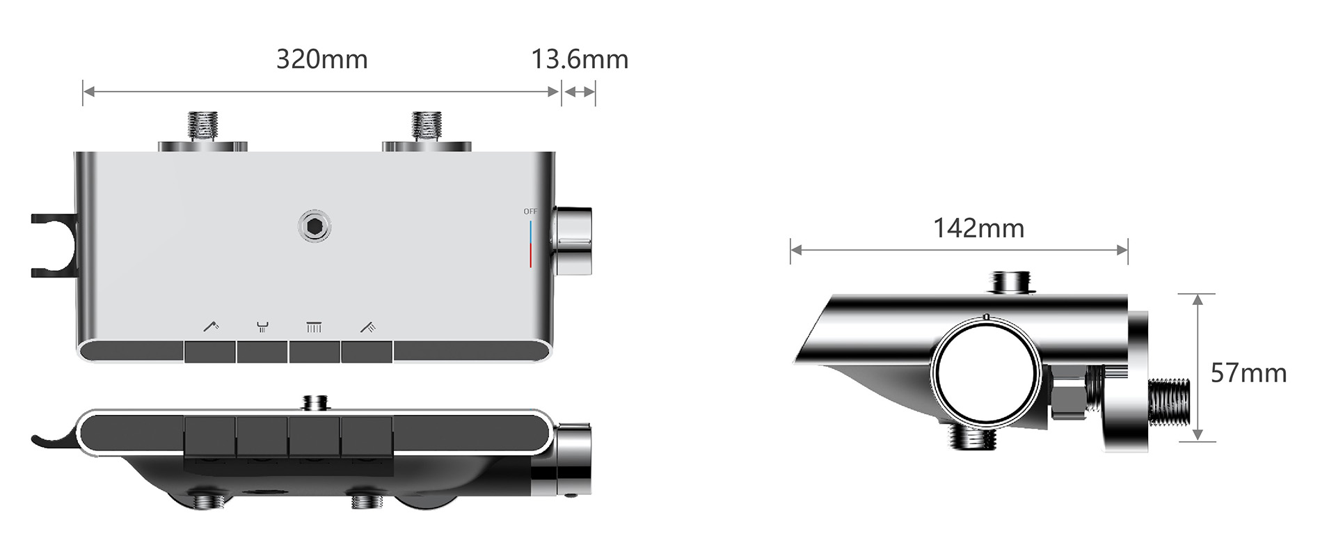 Mechanical Shelf Shower System with Flexible Installation Design<br /><br /><br /><br /><br />