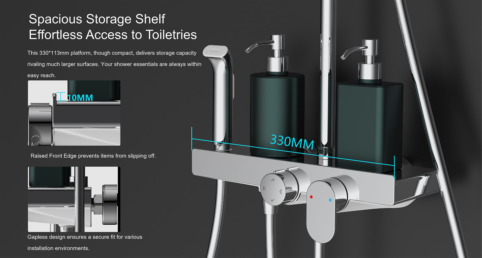 Mechanical Shelf Shower System with Zinc Alloy Handle