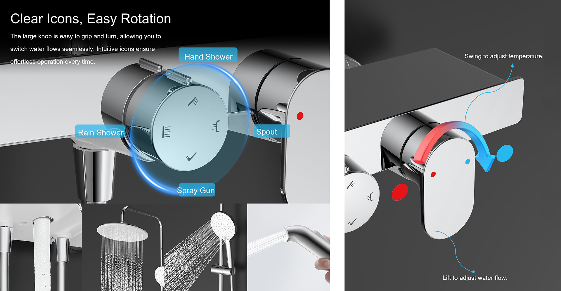 Mechanical Shelf Shower System with Zinc Alloy Handle