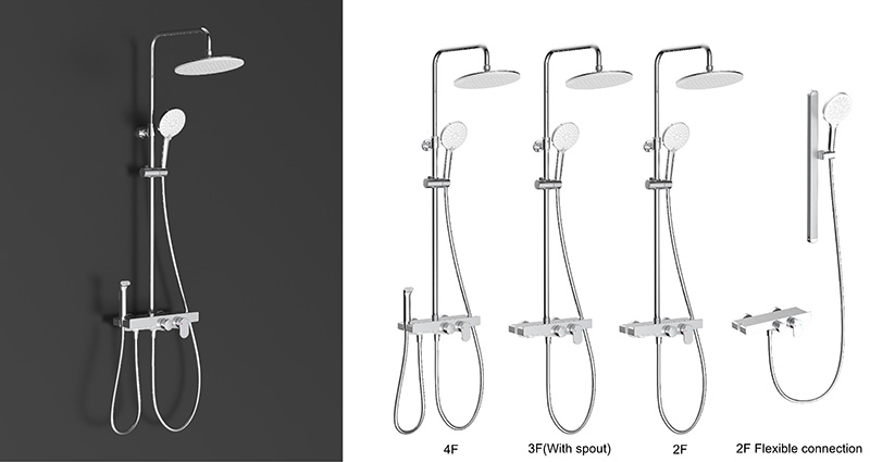 Mechanical Shelf Shower System with Zinc Alloy Handle