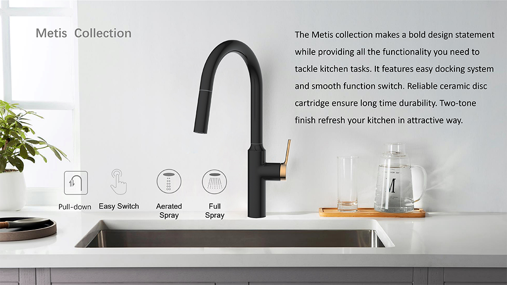 NSF CUPC certified Pull-down kitchen faucet Metis Collection Zinc Alloy Faucet 12101182-05