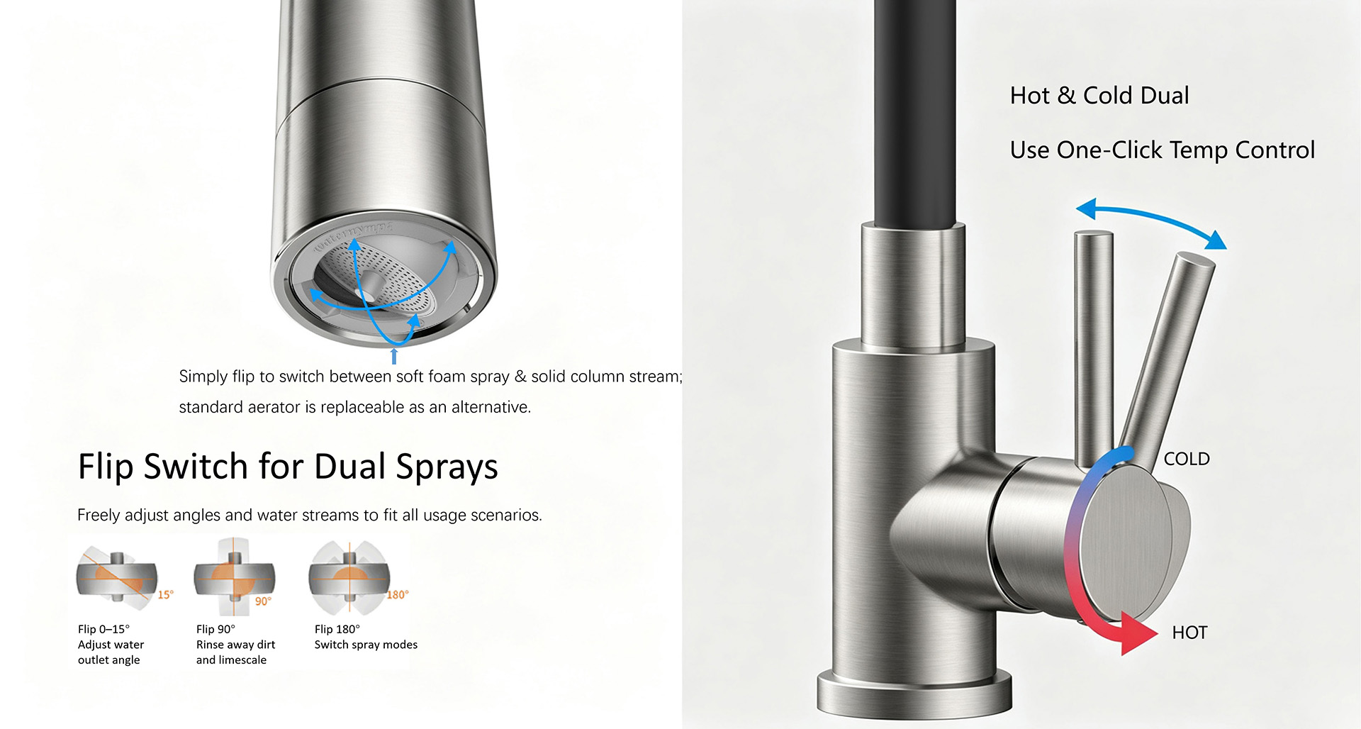 Omni Silicone Hose Kitchen Faucet