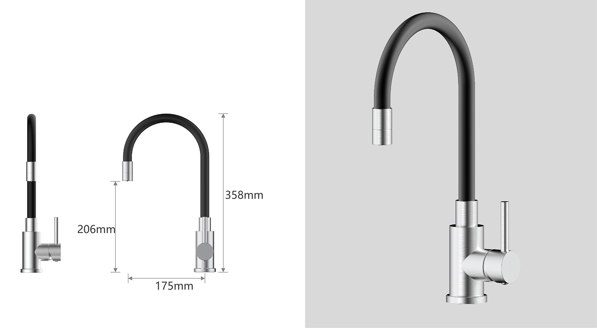 Omni Silicone Hose Kitchen Faucet