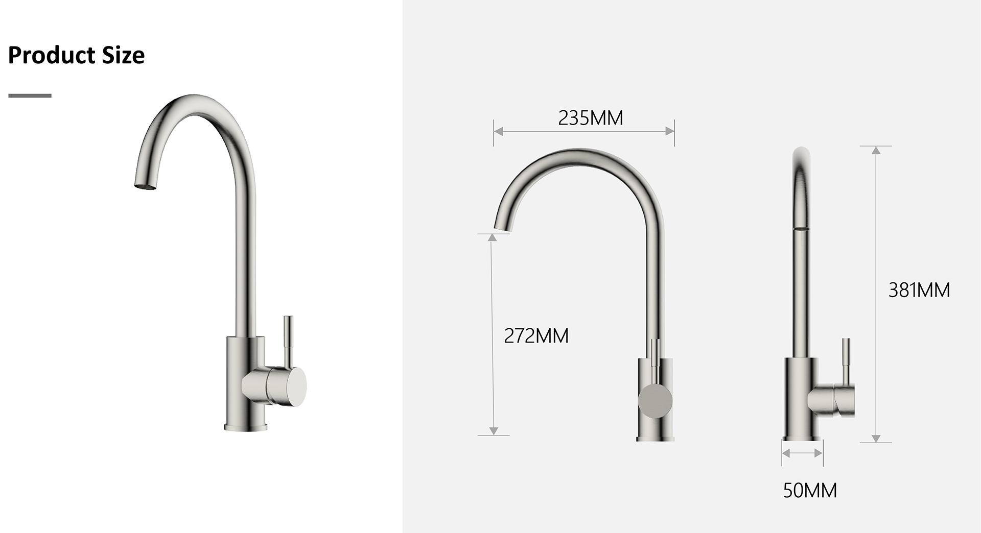 Reed U-Shaped Fixed Kitchen Faucet